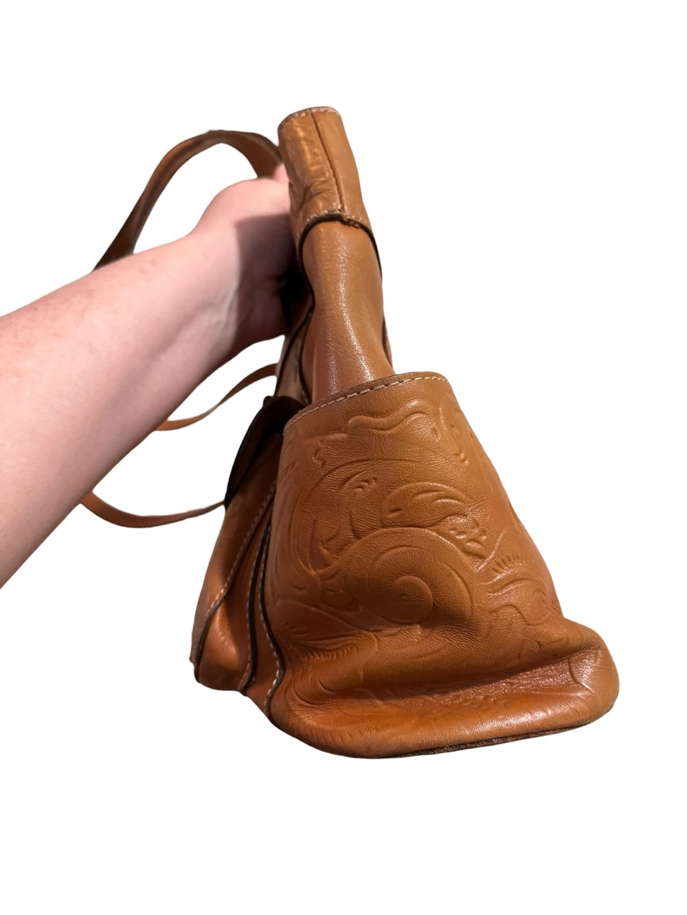 Patricia Nash Bolsena Tote Heritage Caramel Brown Leather Shoulder Bag Purse - Picture 6 of 15
